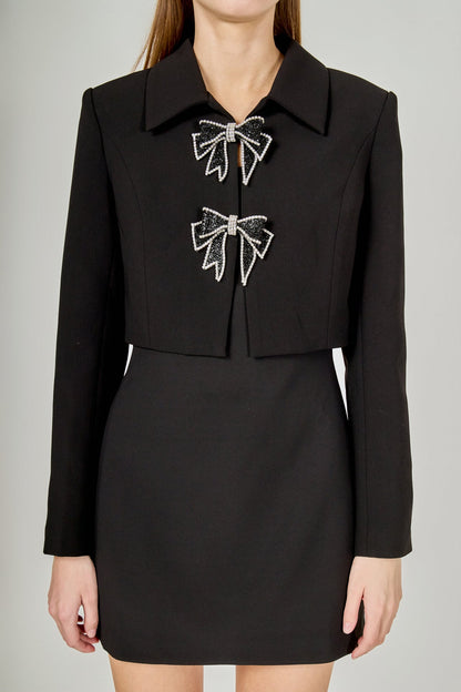 Endless Rose Latest | Rhinestone Bow Cropped Jacket