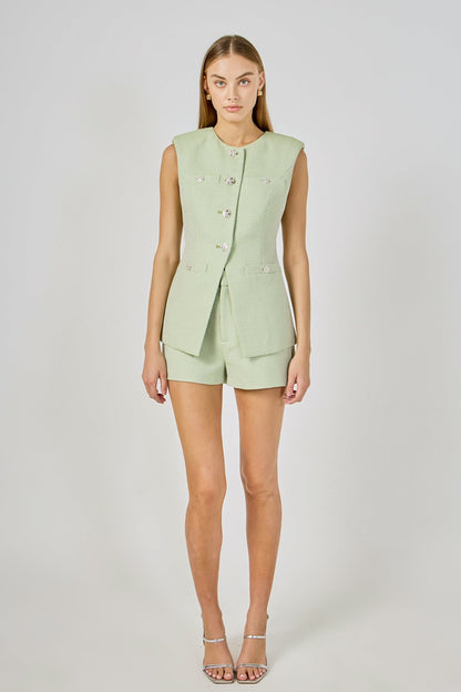 Endless Rose Classic | Jewel-Button Long Vest