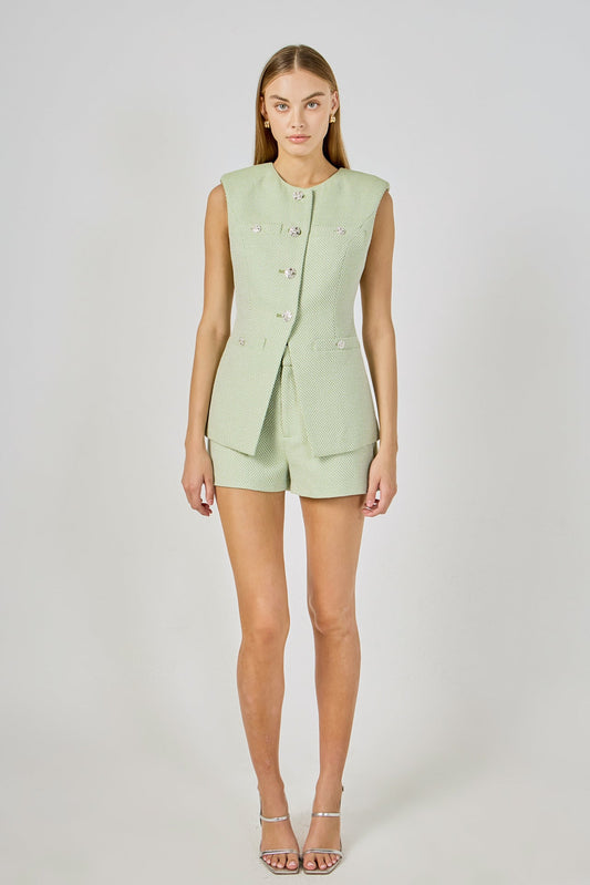 Endless Rose Classic | Jewel-Button Long Vest