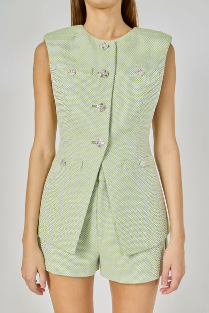 Endless Rose Classic | Jewel-Button Long Vest