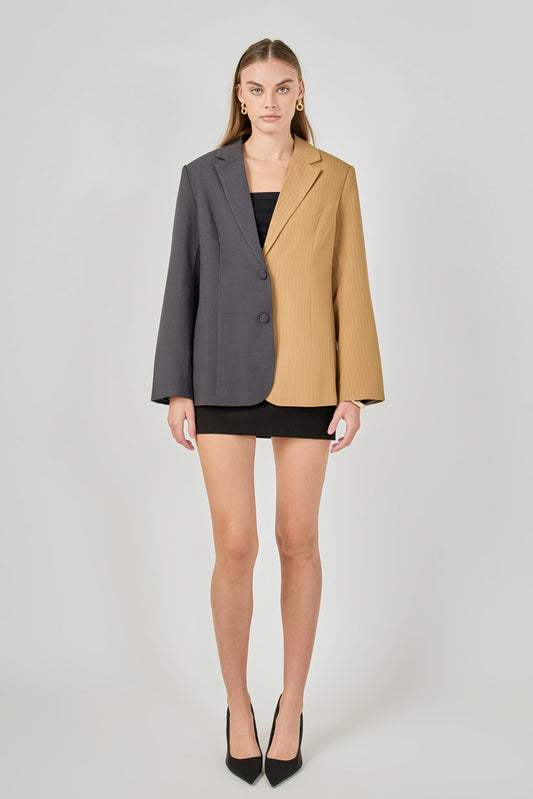 Endless Rose Top Pick | Half Pinstripe Blazer Jacket