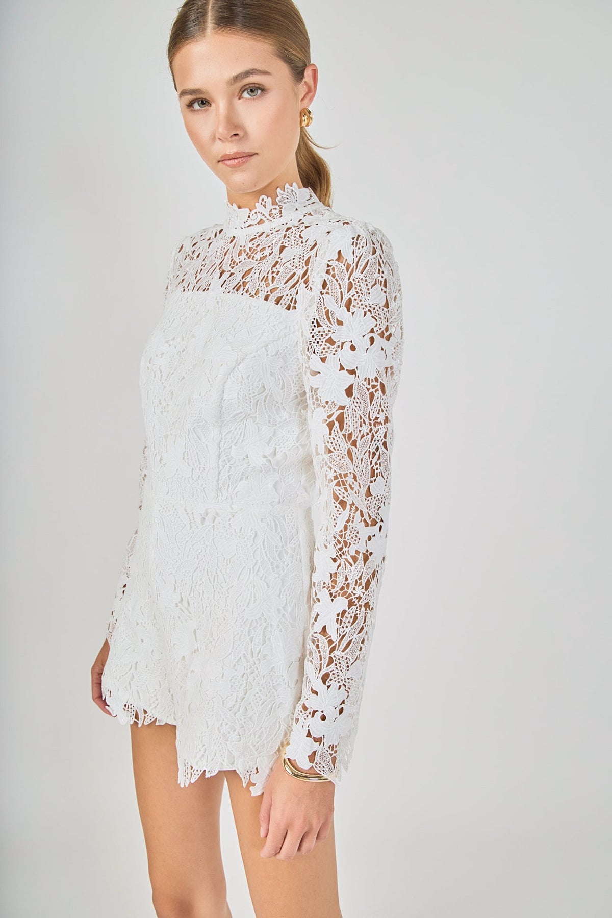 Endless Rose Popular | High Neck Lace Romper