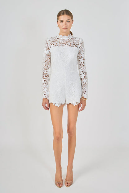 Endless Rose Popular | High Neck Lace Romper