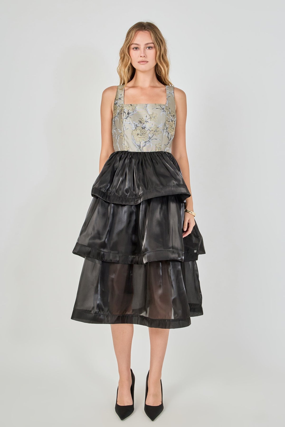 Endless Rose Hot Sale | Floral Jacquard Midi Dress