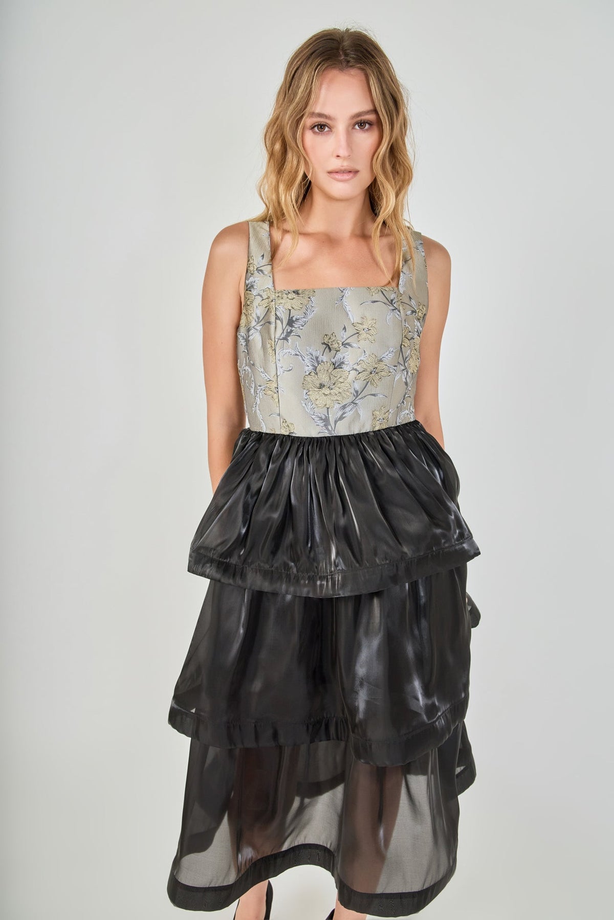 Endless Rose Hot Sale | Floral Jacquard Midi Dress