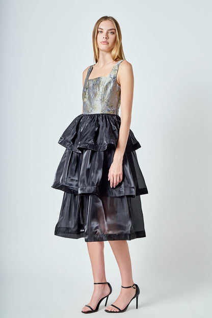 Endless Rose Hot Sale | Floral Jacquard Midi Dress