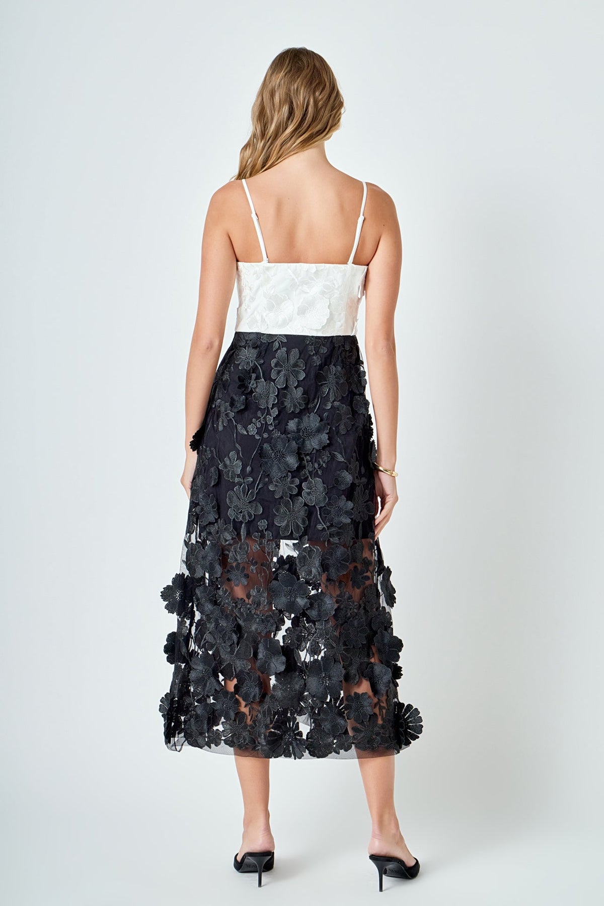 Endless Rose Discount | Floral Colorblock Applique Midi Dress