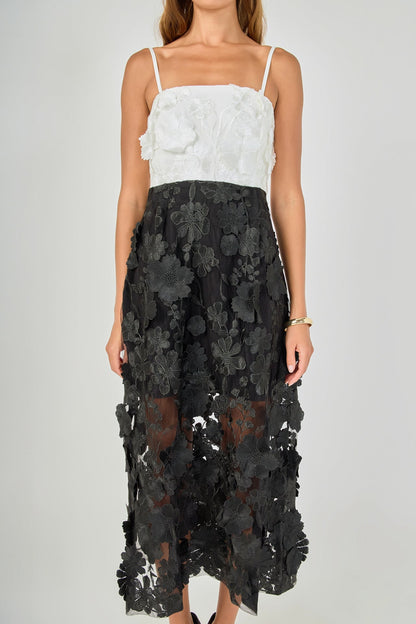 Endless Rose Discount | Floral Colorblock Applique Midi Dress