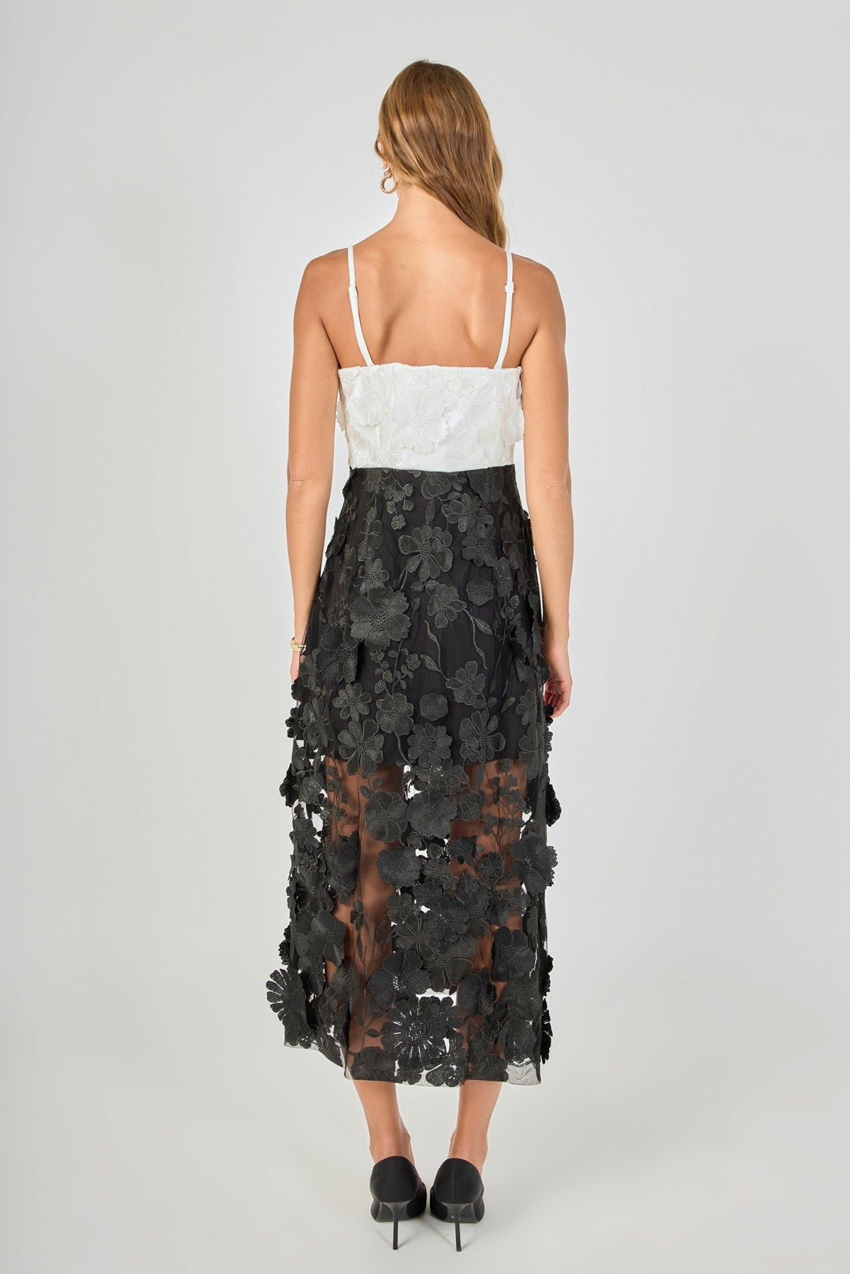 Endless Rose Discount | Floral Colorblock Applique Midi Dress