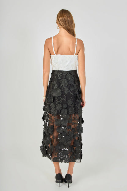 Endless Rose Discount | Floral Colorblock Applique Midi Dress
