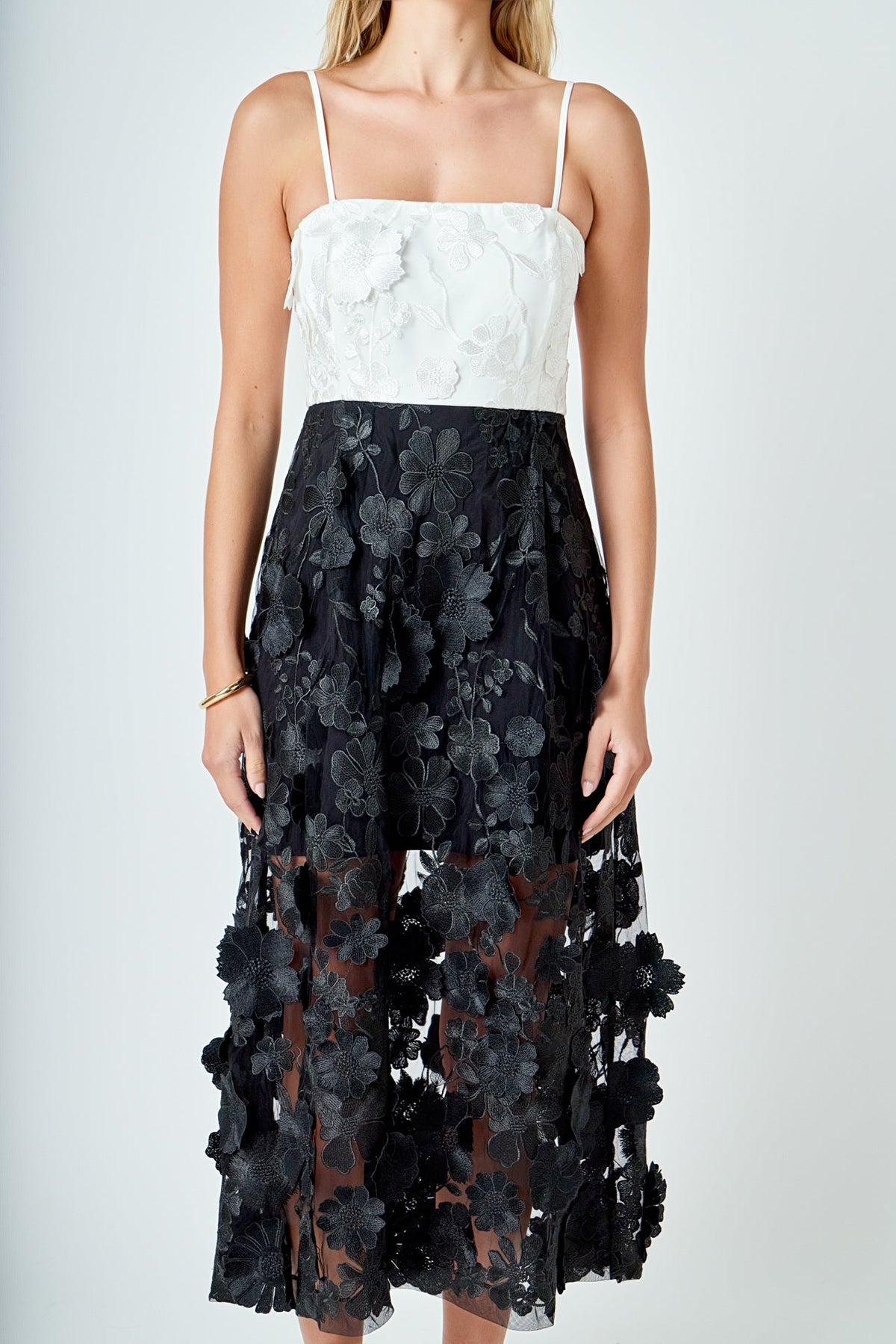 Endless Rose Discount | Floral Colorblock Applique Midi Dress
