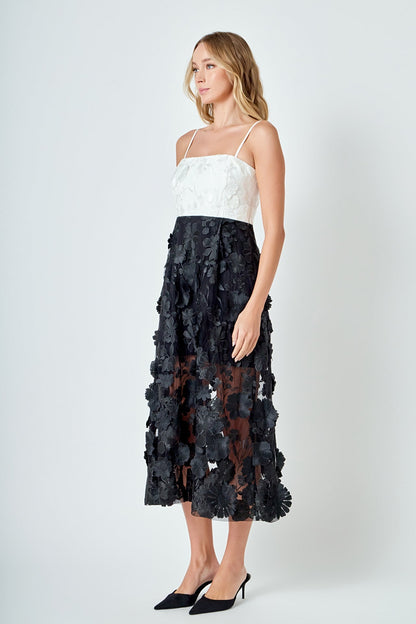 Endless Rose Discount | Floral Colorblock Applique Midi Dress