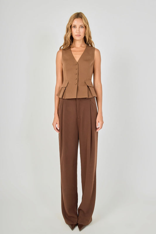 Endless Rose Exclusive | Button Detail Peplum Top