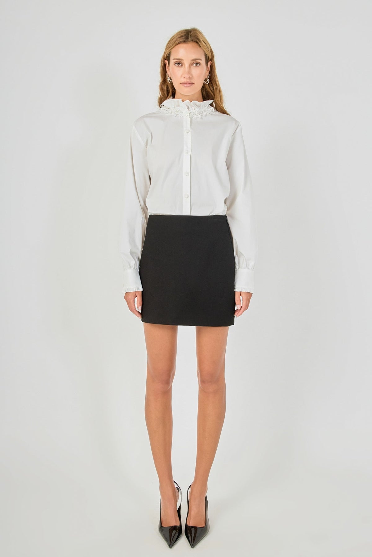 Endless Rose Everyday | Embroidered Ruffle Collar Blouse
