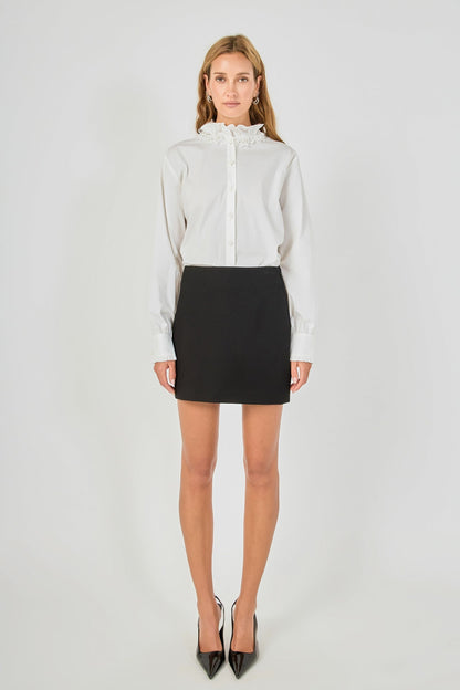 Endless Rose Everyday | Embroidered Ruffle Collar Blouse