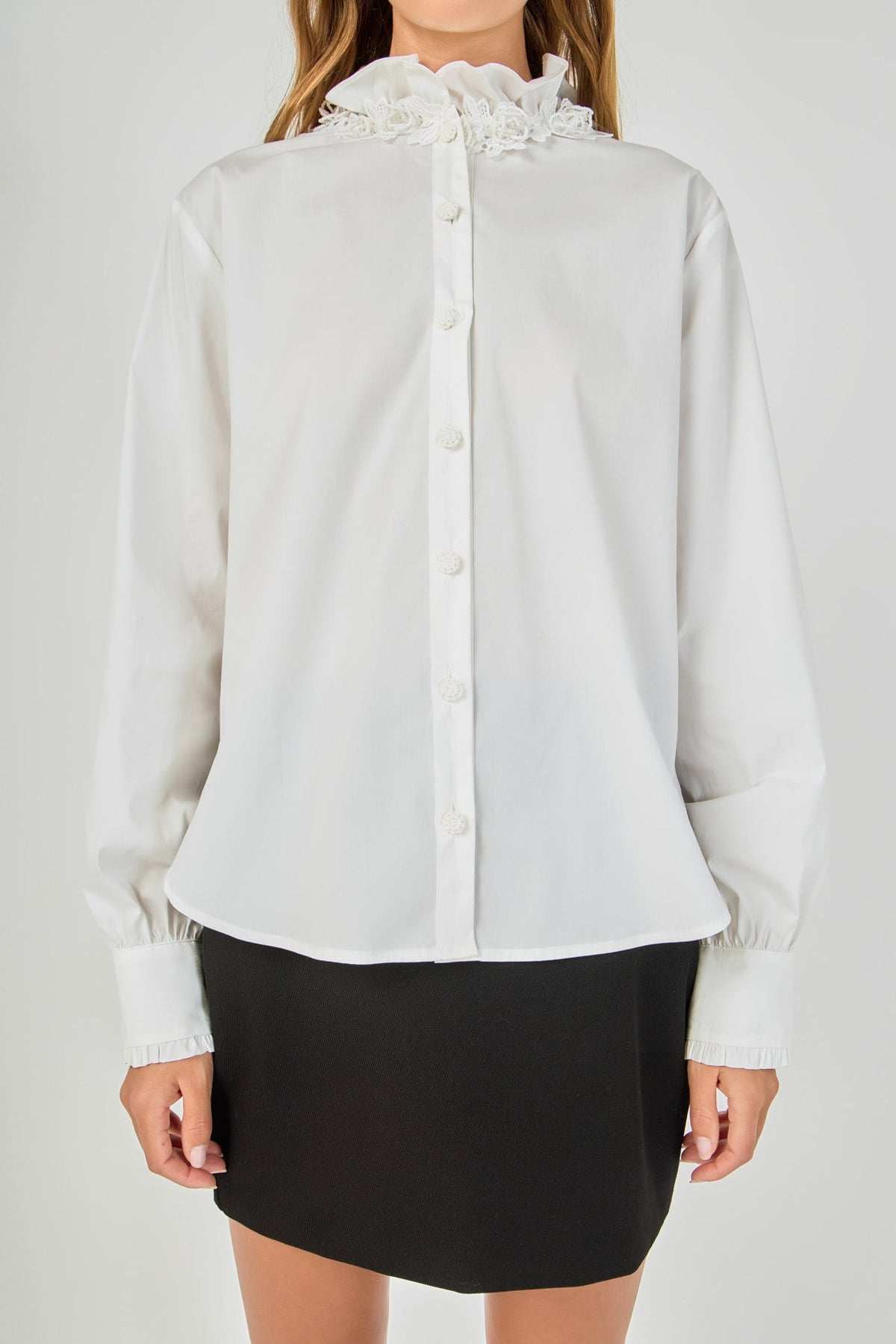 Endless Rose Everyday | Embroidered Ruffle Collar Blouse