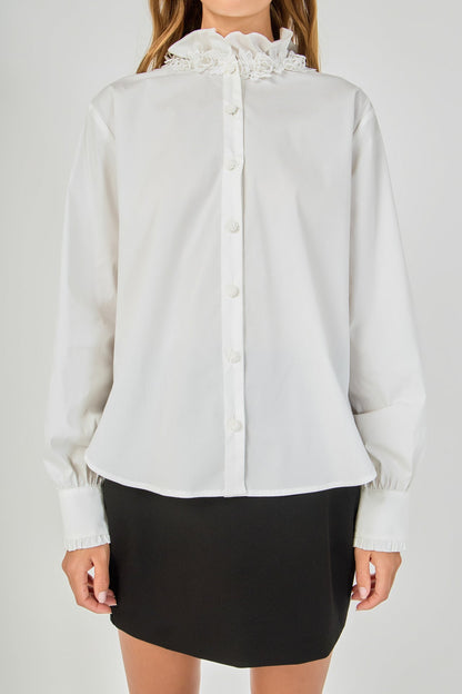 Endless Rose Everyday | Embroidered Ruffle Collar Blouse