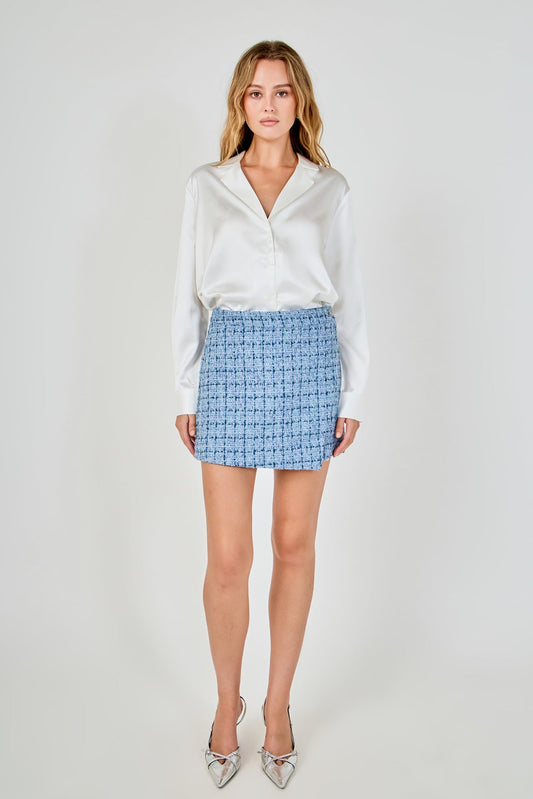 Endless Rose Premium | Tweed Front Flap Wrap Skirt