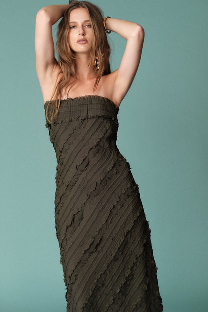 Endless Rose Trusted | Strapless Ruffled Maxi Dress