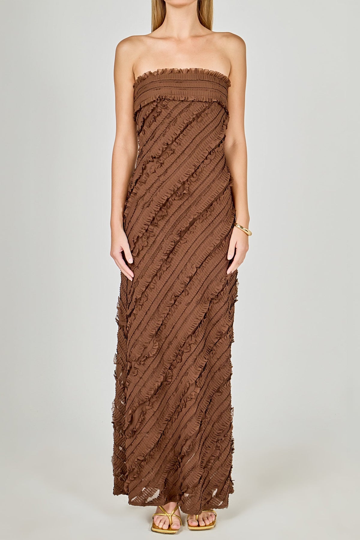 Endless Rose Trusted | Strapless Ruffled Maxi Dress