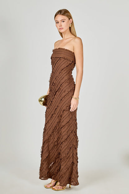 Endless Rose Trusted | Strapless Ruffled Maxi Dress