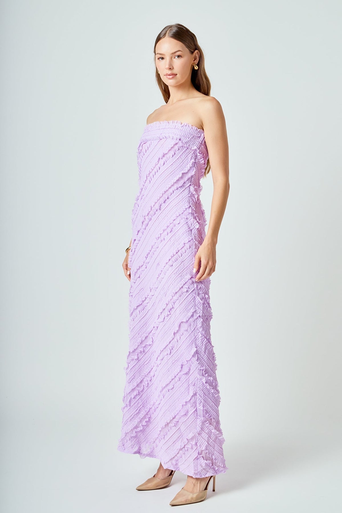 Endless Rose Trusted | Strapless Ruffled Maxi Dress