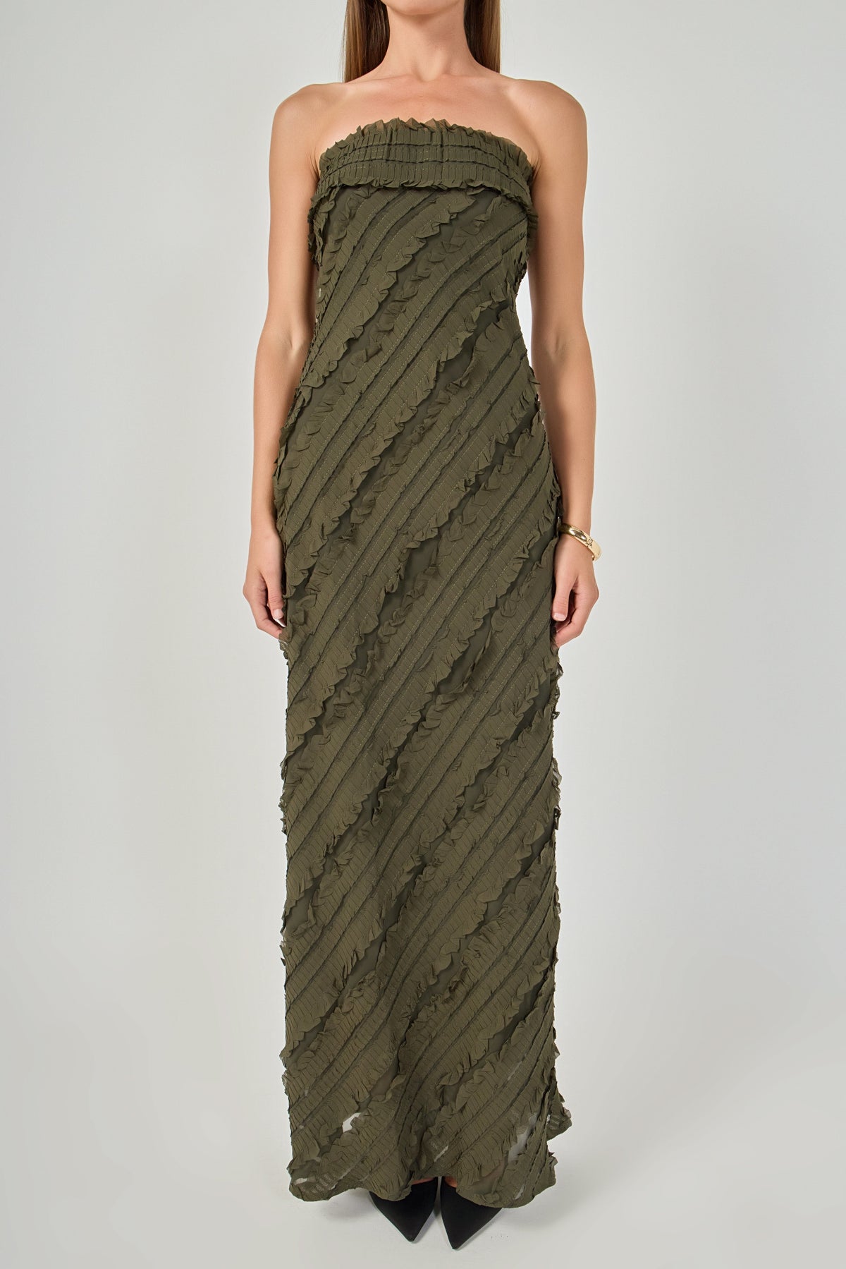 Endless Rose Trusted | Strapless Ruffled Maxi Dress
