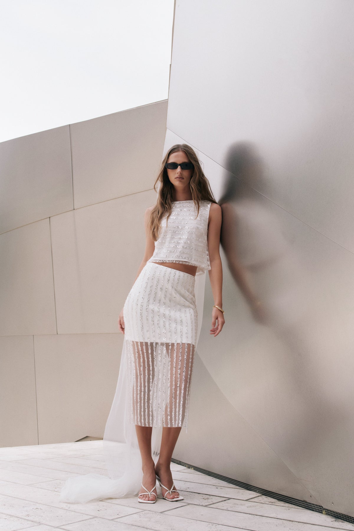 Endless Rose Featured | Sequin Stripe Mesh Crop Top