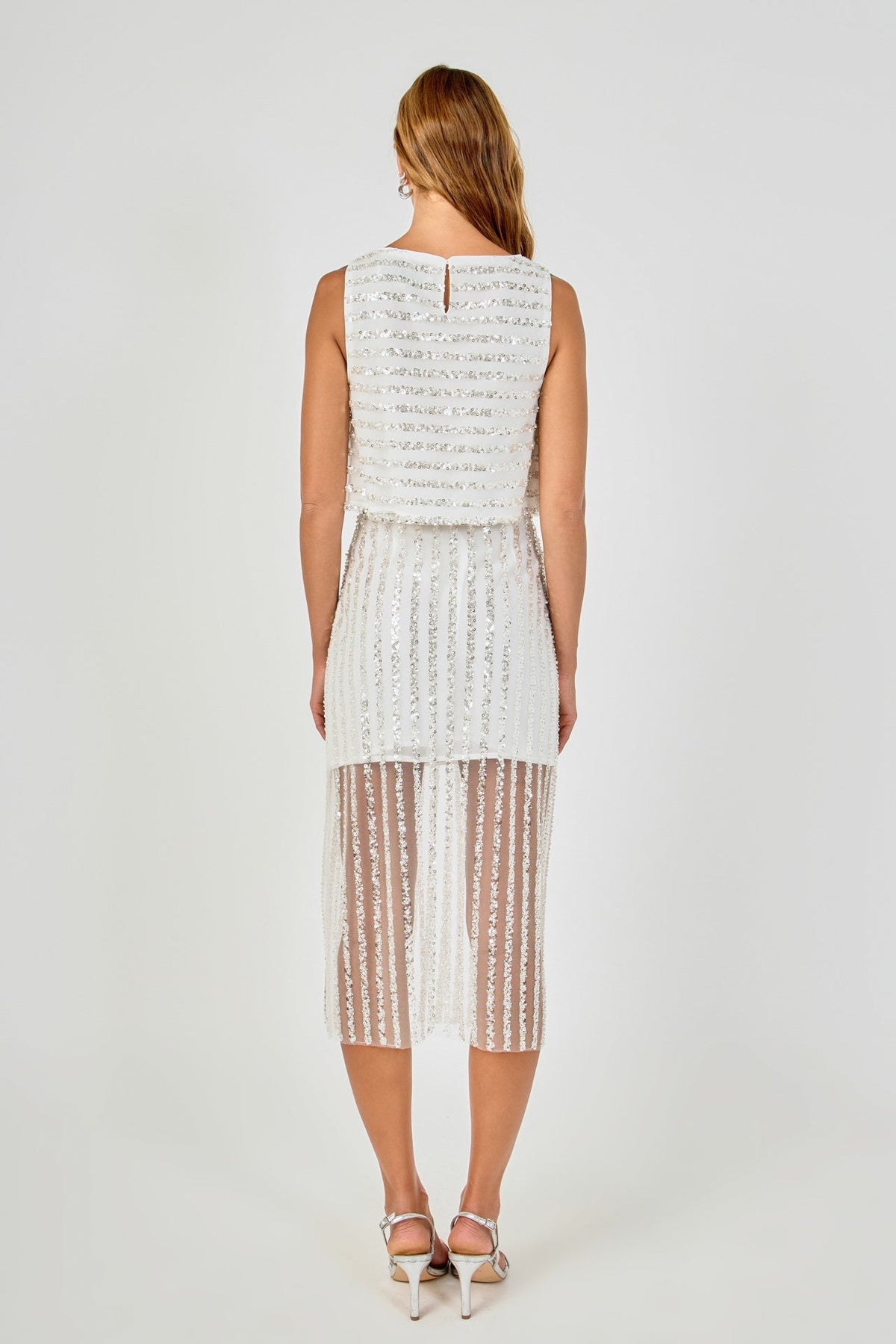 Endless Rose Featured | Sequin Stripe Mesh Crop Top