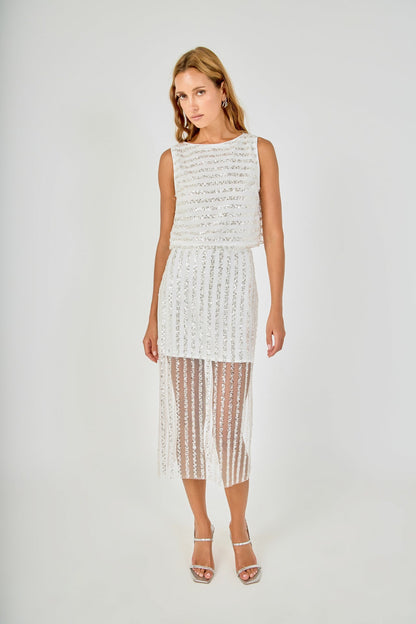Endless Rose Featured | Sequin Stripe Mesh Crop Top