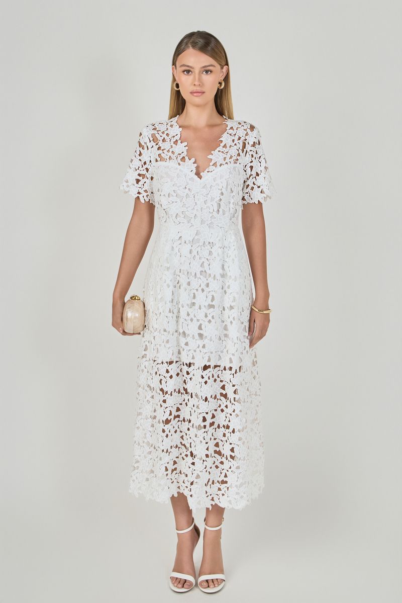 Endless Rose Trusted | All Over Lace Short Sleeves Midi Dress