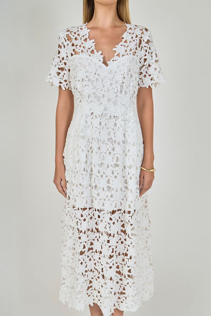 Endless Rose Trusted | All Over Lace Short Sleeves Midi Dress
