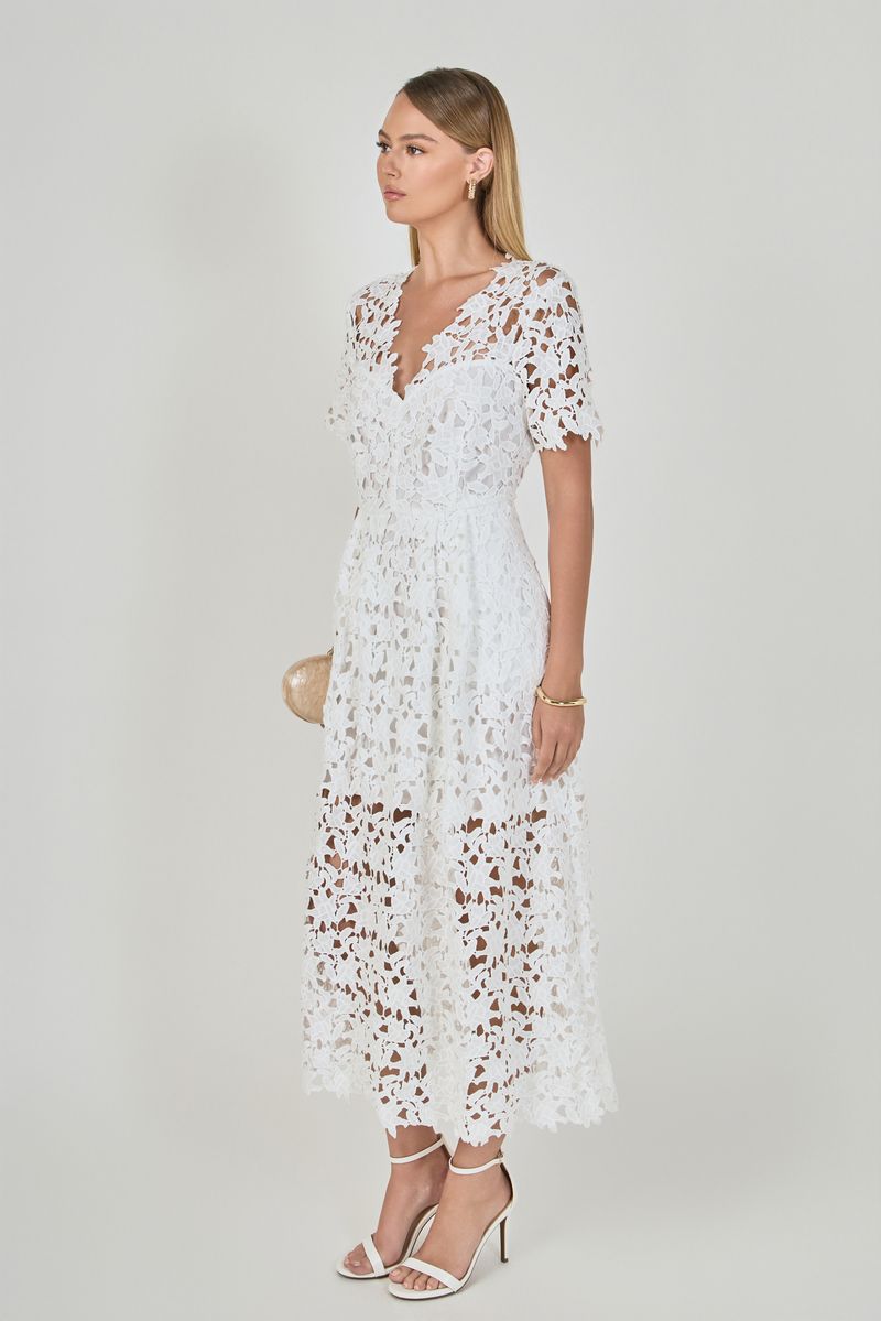 Endless Rose Trusted | All Over Lace Short Sleeves Midi Dress