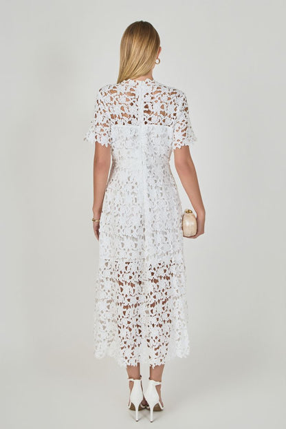 Endless Rose Trusted | All Over Lace Short Sleeves Midi Dress