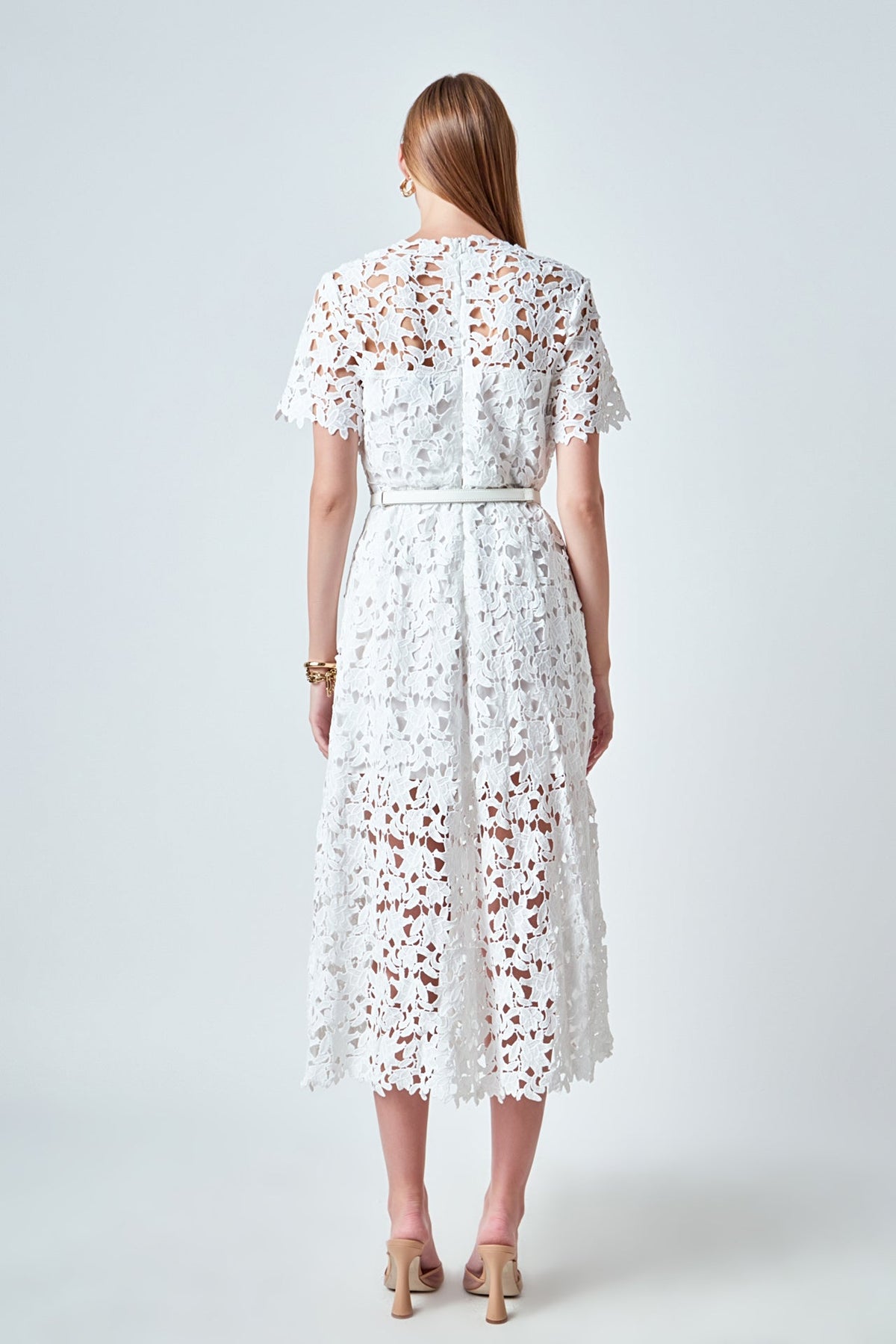 Endless Rose Trusted | All Over Lace Short Sleeves Midi Dress