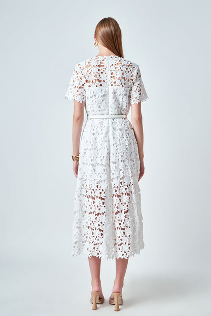 Endless Rose Trusted | All Over Lace Short Sleeves Midi Dress
