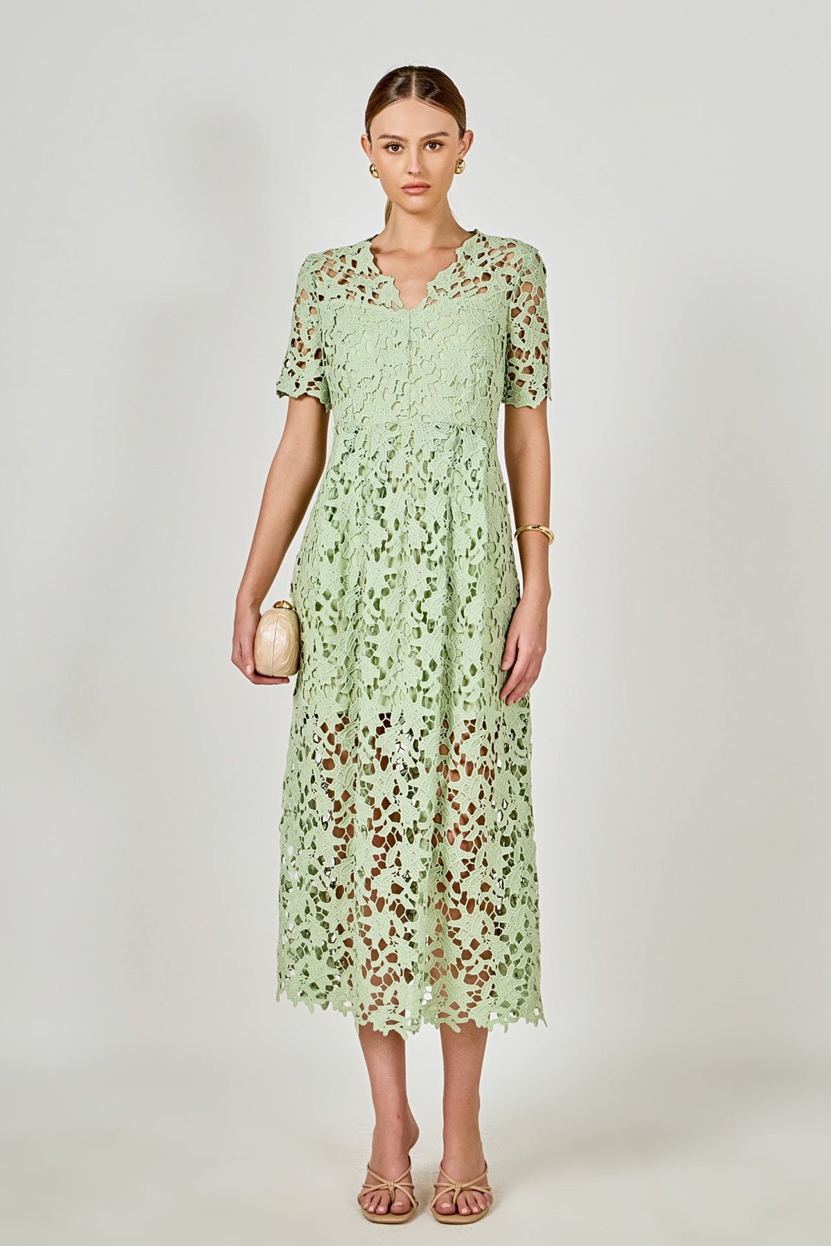 Endless Rose Trusted | All Over Lace Short Sleeves Midi Dress