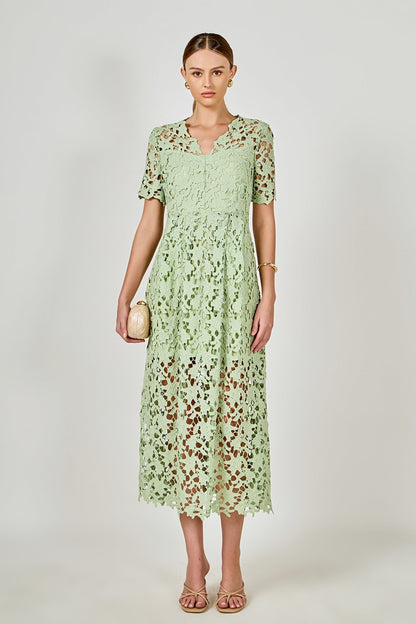 Endless Rose Trusted | All Over Lace Short Sleeves Midi Dress