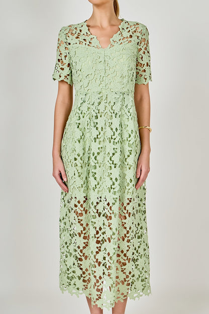 Endless Rose Trusted | All Over Lace Short Sleeves Midi Dress