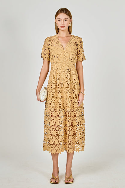 Endless Rose Trusted | All Over Lace Short Sleeves Midi Dress