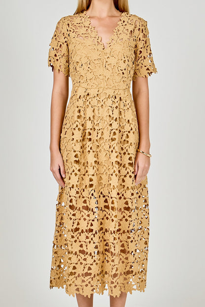 Endless Rose Trusted | All Over Lace Short Sleeves Midi Dress