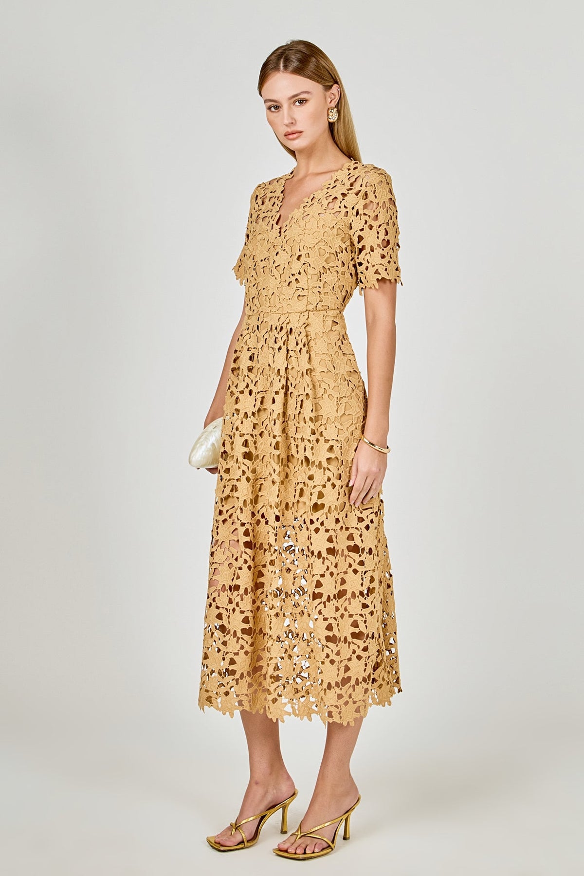 Endless Rose Trusted | All Over Lace Short Sleeves Midi Dress