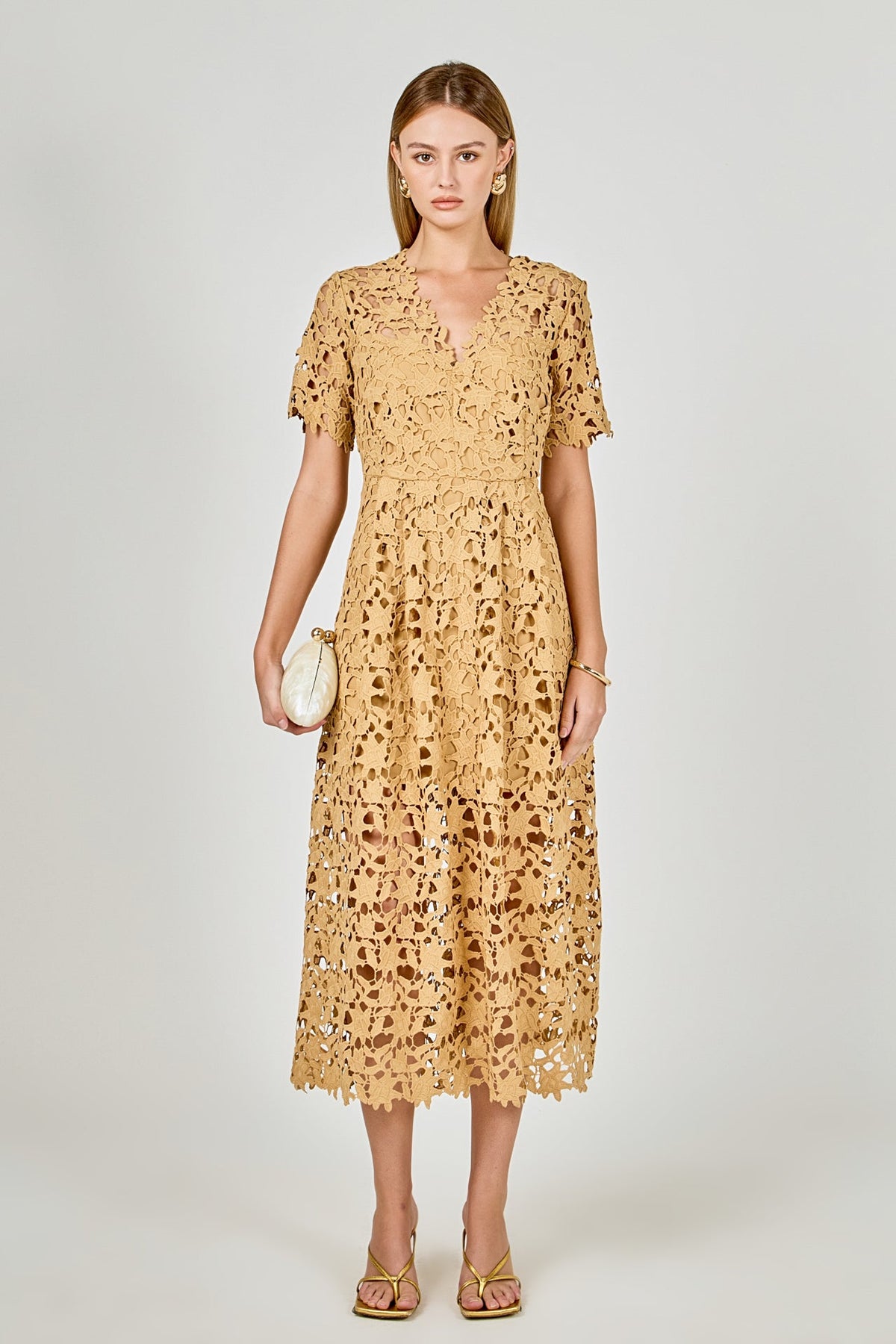 Endless Rose Trusted | All Over Lace Short Sleeves Midi Dress