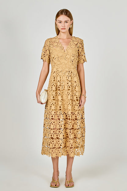 Endless Rose Trusted | All Over Lace Short Sleeves Midi Dress