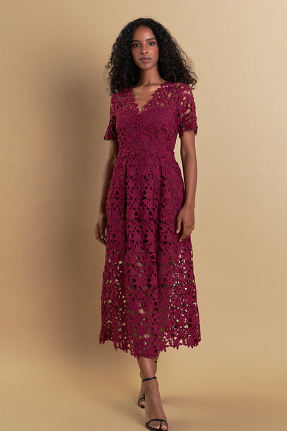 Endless Rose Trusted | All Over Lace Short Sleeves Midi Dress