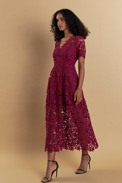 Endless Rose Trusted | All Over Lace Short Sleeves Midi Dress