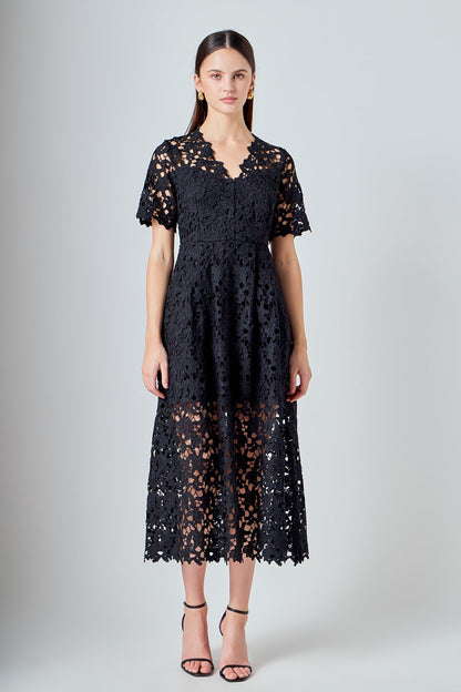 Endless Rose Trusted | All Over Lace Short Sleeves Midi Dress