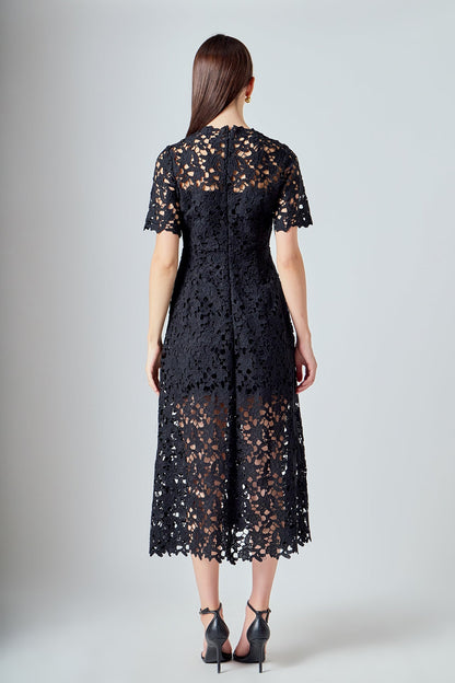 Endless Rose Trusted | All Over Lace Short Sleeves Midi Dress