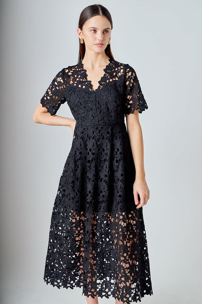 Endless Rose Trusted | All Over Lace Short Sleeves Midi Dress