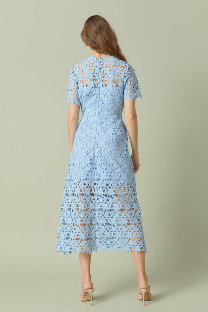 Endless Rose Trusted | All Over Lace Short Sleeves Midi Dress